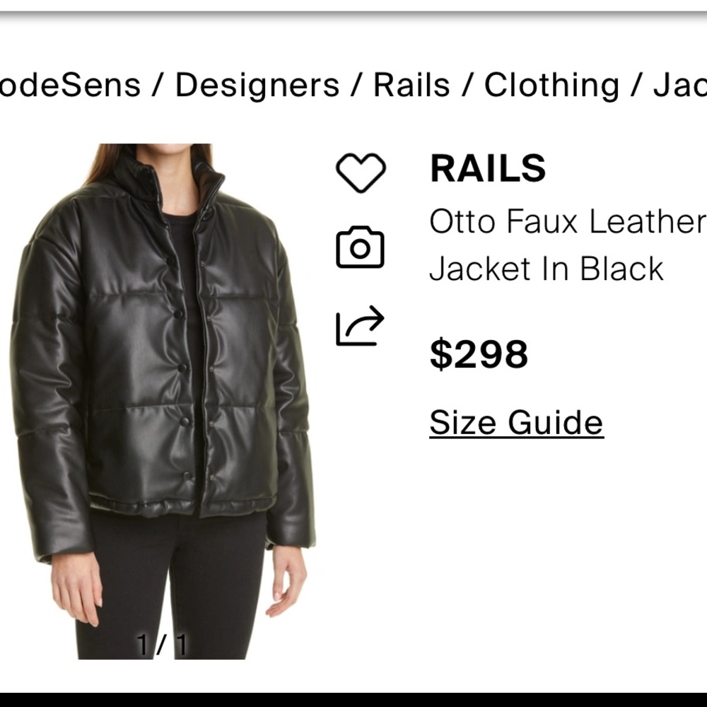 NWT Rails Otto Faux Leather Jacket in Black - Picture 3 of 16